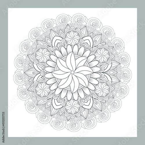 Coloring Book for adults. Hand drawn flowers in zentangle style for t-shirt design or tattoo and coloring book