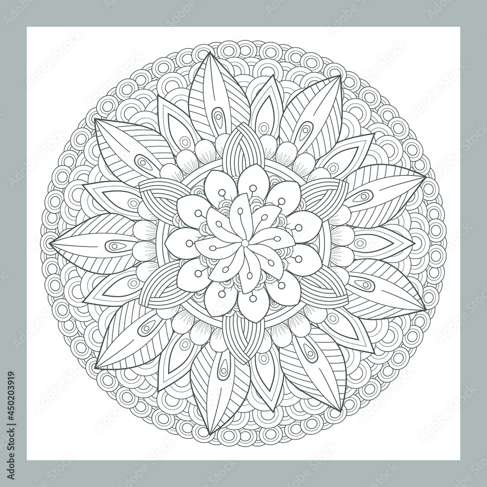 Coloring Book for adults. Hand drawn flowers in zentangle style for t-shirt design or tattoo and coloring book