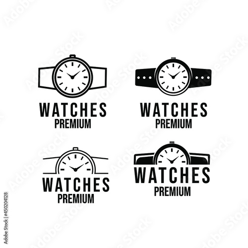 set collection watch vintage luxury logo icon design vector