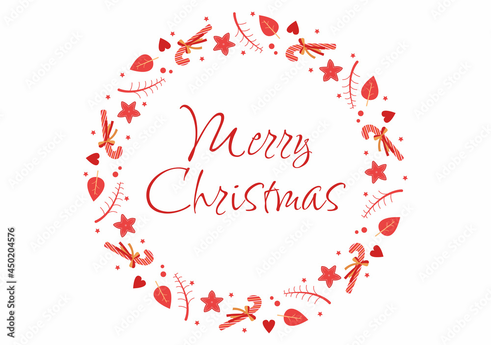 Merry Christmas Greeting Card Background Vector Illustration with Elements Such as Candies, Tape, Tree Decorations For To The Signboard Merry Christmas Greeting Card Background Vector Illustration with Elements Such as Candies, Tape, Tree Decorations For To The Signboard