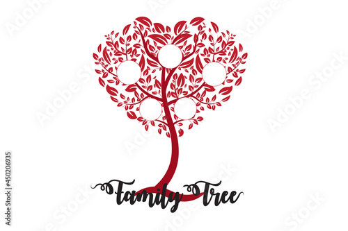 Family tree ancestry genealogy love heart shaped frame symbol icon vector image logotype graphic illustration design