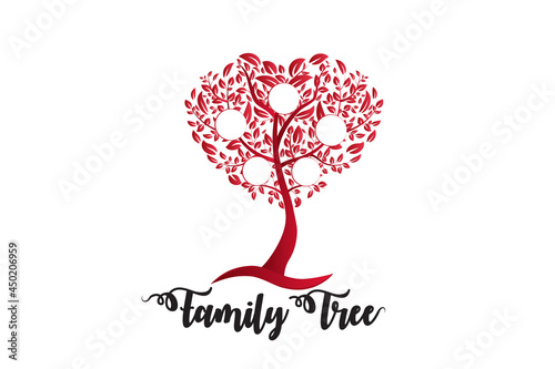 Family tree ancestry genealogy love heart shaped frame symbol icon vector image logotype graphic illustration design