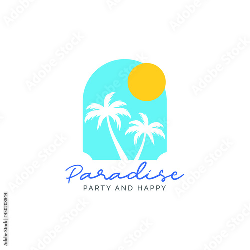 Paradise party happy logo design template