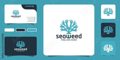 seaweed plant logo design inspiration symbol and business card design