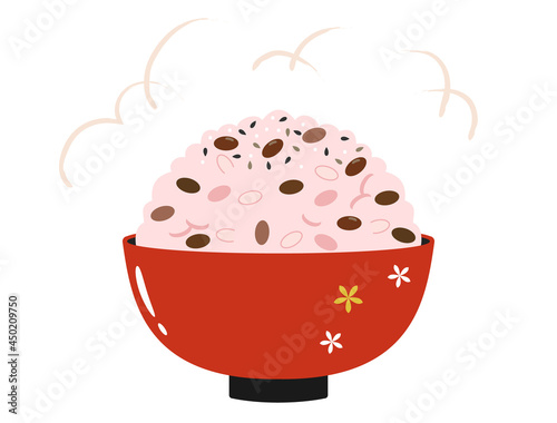 山盛りの赤飯のイラスト