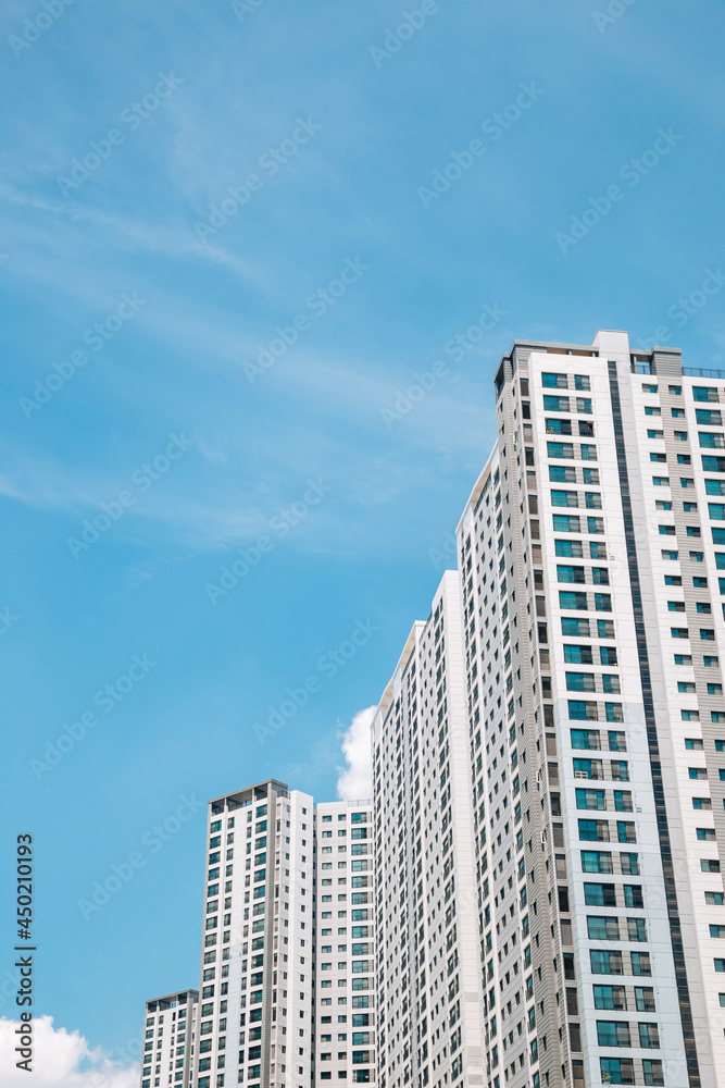 Modern apartment building exterior in Korea Modern apartment building exterior in Korea