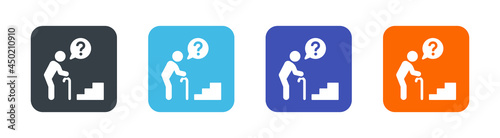 Old person need help sign. Accessibility issue symbol.