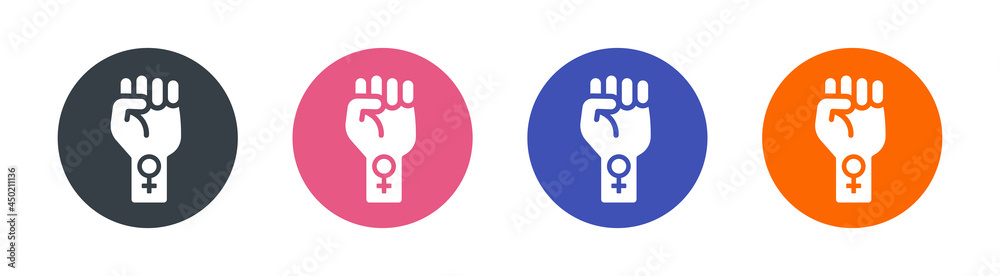 Woman fist icon symbol of girl power, feminist icon vector illustration Woman fist icon symbol of girl power, feminist icon vector illustration