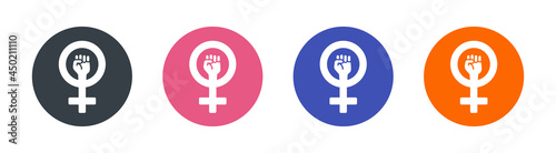 Female fist with gender sign symbol of protest, freedom, liberty. Woman power concept