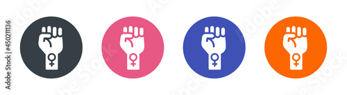 Woman fist icon symbol of girl power, feminist icon vector illustration