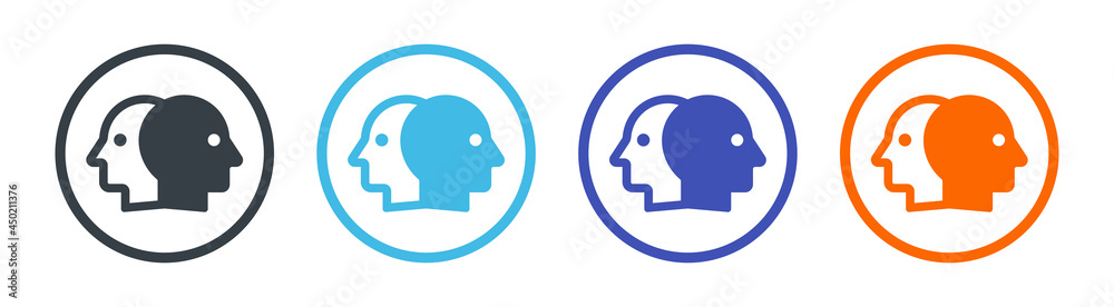 Multiple personality disorder icon. Bipolar disorder sign Multiple personality disorder icon. Bipolar disorder sign