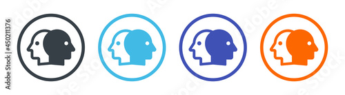 Multiple personality disorder icon. Bipolar disorder sign
