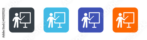 Teacher presentation icon vector illustration. Education concept