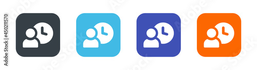 User with time clock icon. Waiting time icon vector illustration.