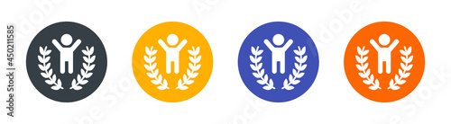 Winner, achievement, championship icon on circle sign.