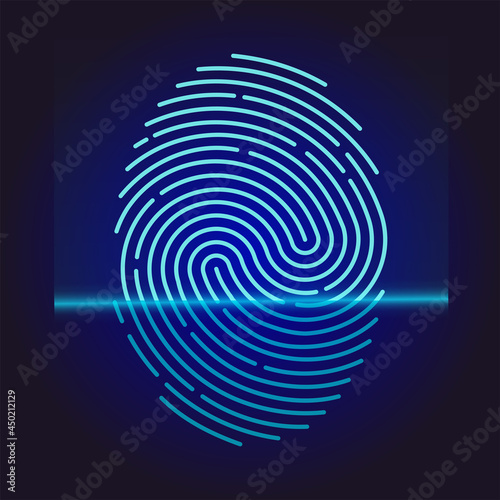 Virtual fingerprint scanning. Vector illustration.