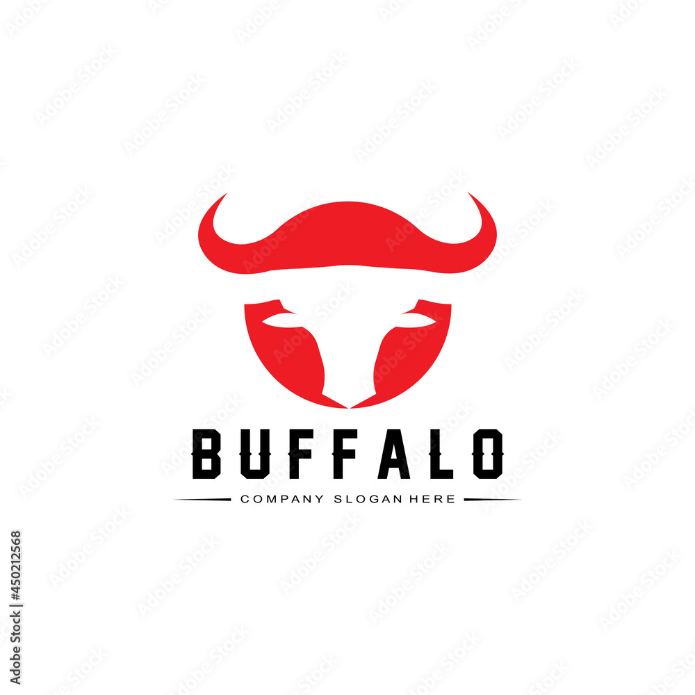 Obraz premium Bison Bull Buffalo Logo Vector Icon,Farm Animal Vintage Retro Logo design