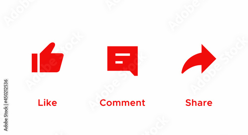 Like, Comment, and Share Button Icon Vector