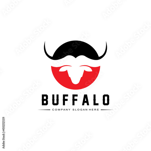 Bison Bull Buffalo Logo Vector Icon,Farm Animal Vintage Retro Logo design