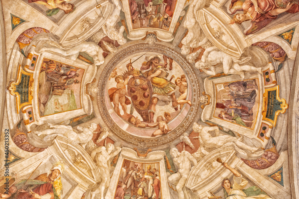 Artwork on the ceiling of a portico in Florence
