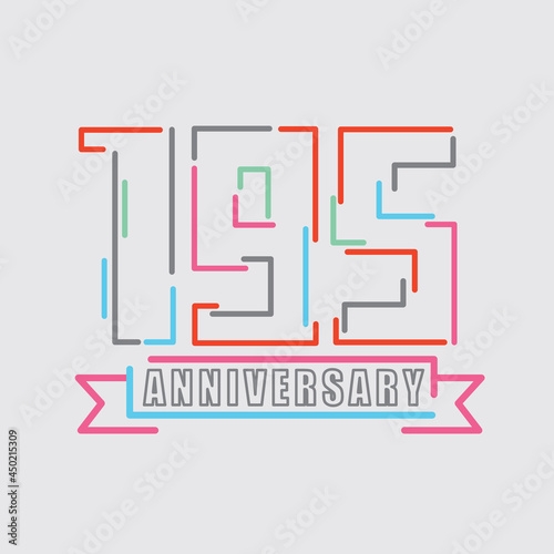 195th Years Anniversary Logo Birthday Celebration Abstract Design Vector Illustration.