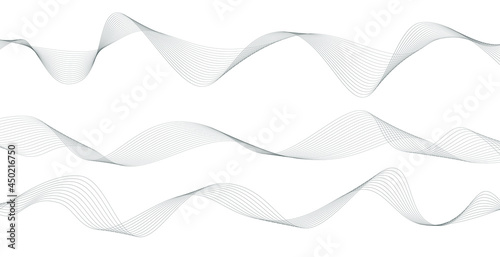 Abstract wavy stripes on a white background isolated. Wave line art, Curved smooth design. Vector illustration EPS 10. © bebuntoon