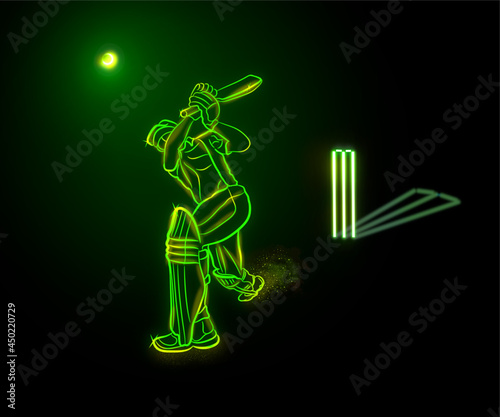 cricket player neon vector green art