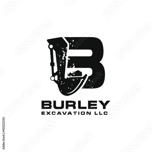 leter B EXCAVATOR logo design vector