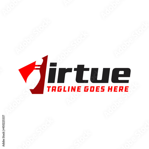 bowling ball sports illustration logo with letter V