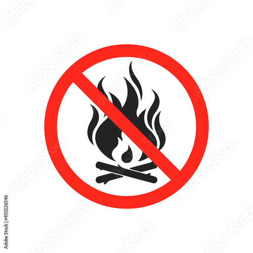 prohibition sign of starting campfire in forest