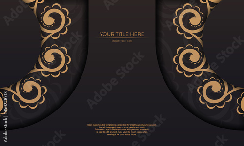 Black background gorgeous vector mandala patterns with vintage ornaments and place for your text. Invitation card design with mandala ornament.