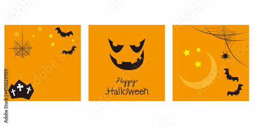 Set of Halloween vector template. Decorative Halloween illustration for SNS, Cover, graphics and banner design. Square frame design for Happy Halloween.