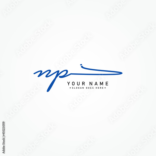 Initial Letter NP Logo - Hand Drawn Signature Style Logo