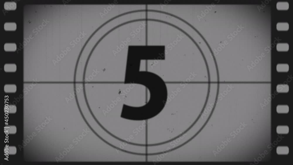 10 seconds countdown from ten to zero (retro projector style)