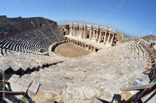 Theater in antique city Hierapolis, Pamukkale, Turkey. UNESCO Object.  photo