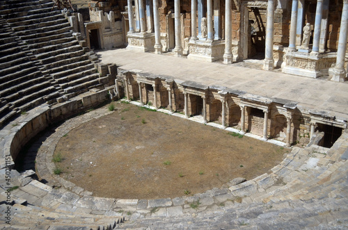 Theater in antique city Hierapolis, Pamukkale, Turkey. UNESCO Object.  photo