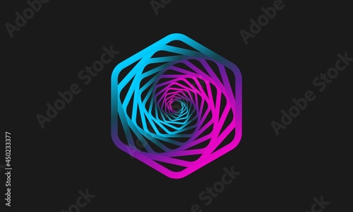 HD modern abstract vortex decorative glowing object on black background