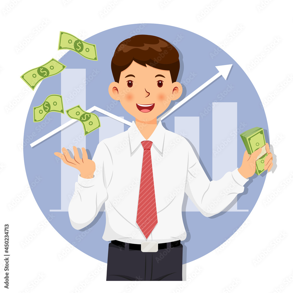 Businessman with cash money in hand. Business concept. Vector illustration Businessman with cash money in hand. Business concept. Vector illustration