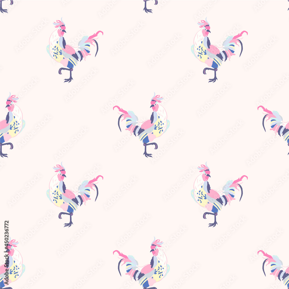 colorful chicken illustration seamless pattern