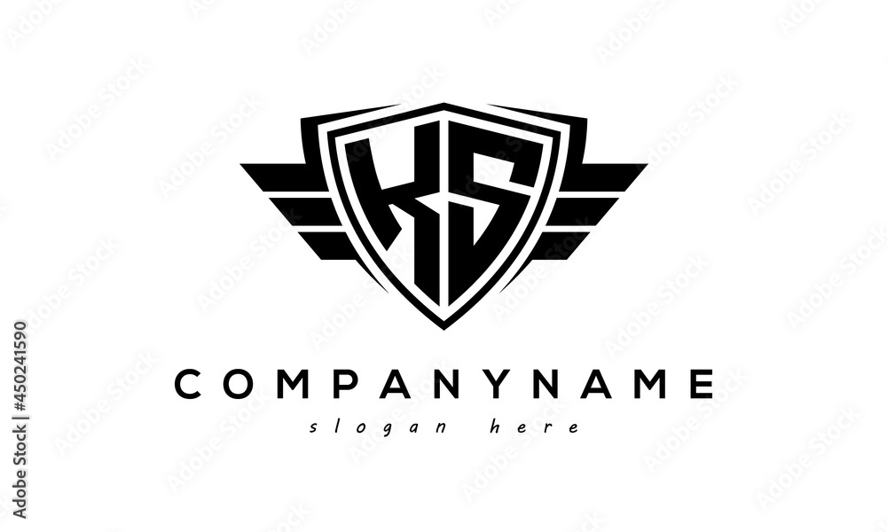 Wings shield letter KS logo vector Wings shield letter KS logo vector