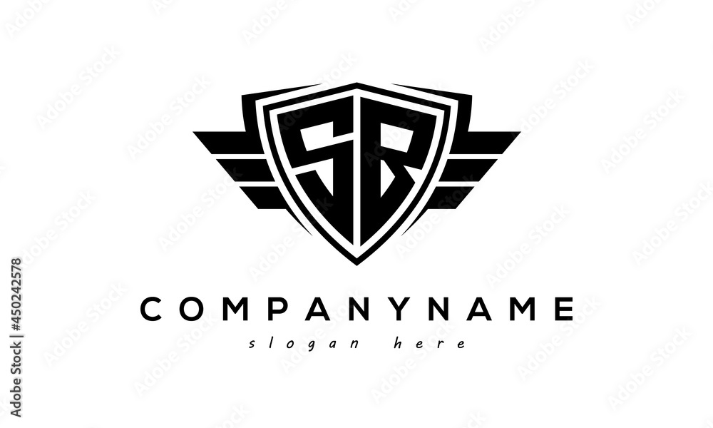 Wings shield letter SB logo vector Wings shield letter SB logo vector