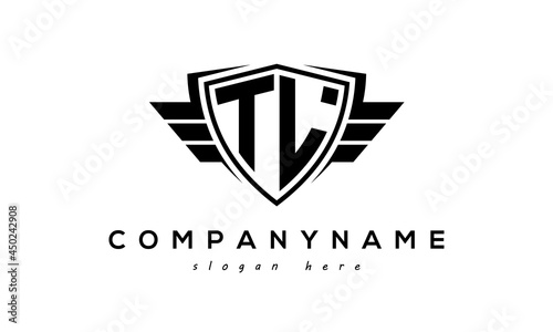 Wings shield letter TL logo vector