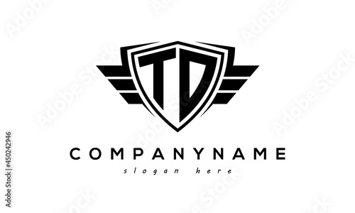 Wings shield letter TD logo vector