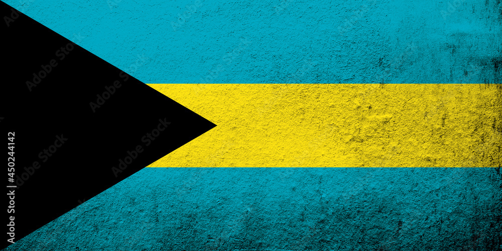 The Commonwealth Of The Bahamas National Flag. Grunge Background