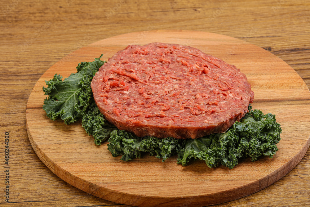 Raw beef burger cutlet for burger Raw beef burger cutlet for burger