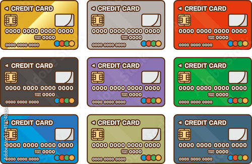 Credit card illustration 9 color set