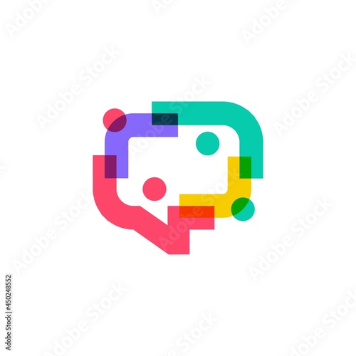 people talk diversity family together human unity chat bubble logo vector icon illustration photo