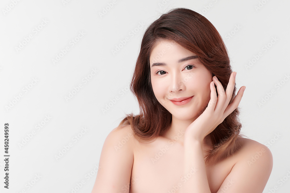 Beautiful young asian woman with clean fresh skin on white background, Face care, Facial treatment, Cosmetology, beauty and spa, Asian women portrait. Beautiful young asian woman with clean fresh skin on white background, Face care, Facial treatment, Cosmetology, beauty and spa, Asian women portrait.