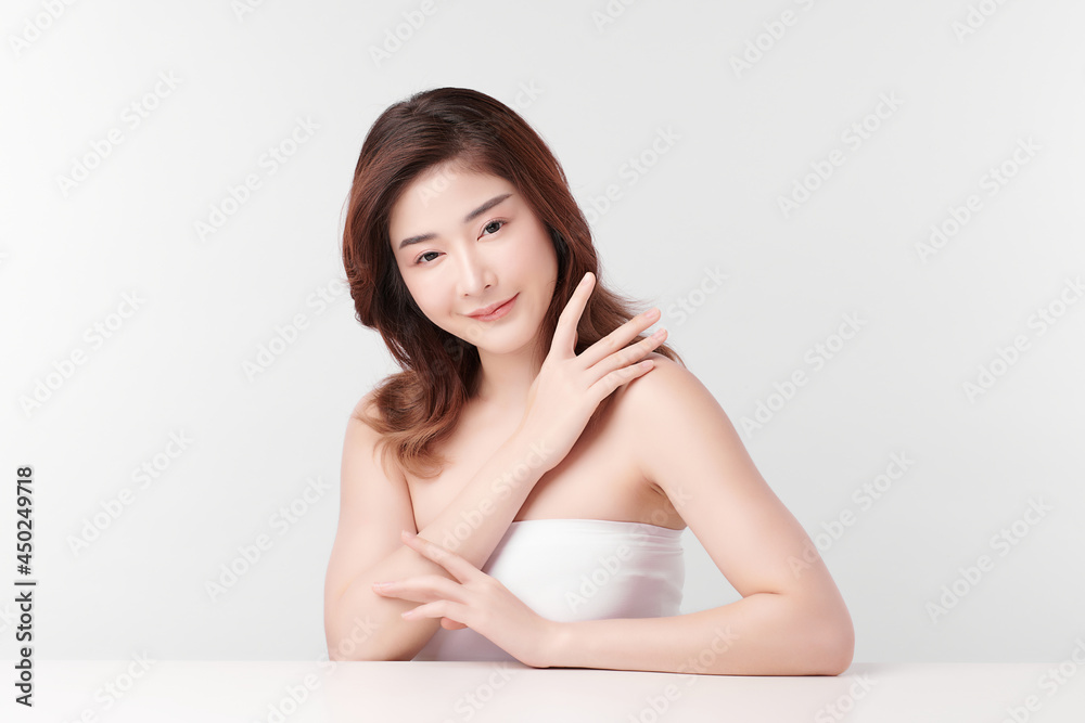 Beautiful young asian woman with clean fresh skin on white background, Face care, Facial treatment, Cosmetology, beauty and spa, Asian women portrait. Beautiful young asian woman with clean fresh skin on white background, Face care, Facial treatment, Cosmetology, beauty and spa, Asian women portrait.