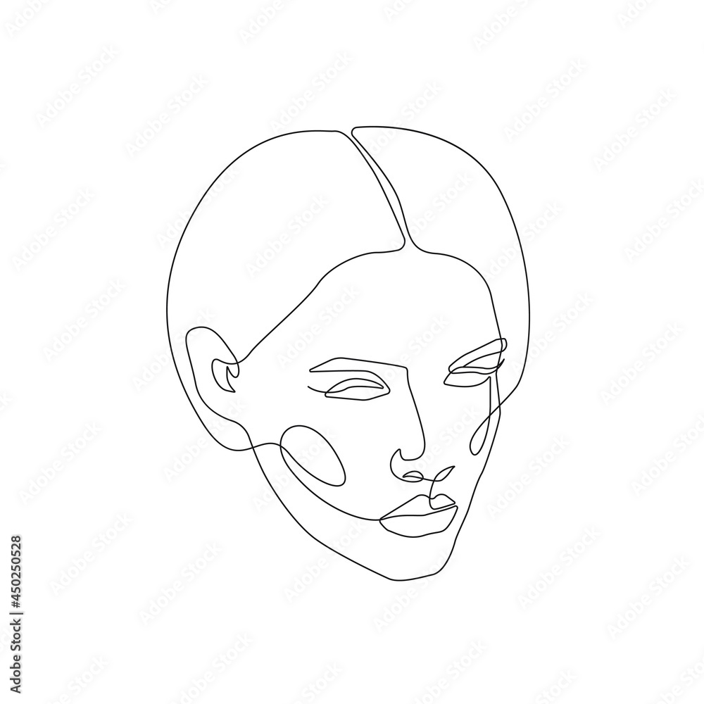 Abstract Line Art Woman Face. Woman Head One Line Drawing. Female Face Minimalist Simple Illustration for Print, Poster, banner, Wall Decor, Social Media. Vector EPS 10 Abstract Line Art Woman Face. Woman Head One Line Drawing. Female Face Minimalist Simple Illustration for Print, Poster, banner, Wall Decor, Social Media. Vector EPS 10